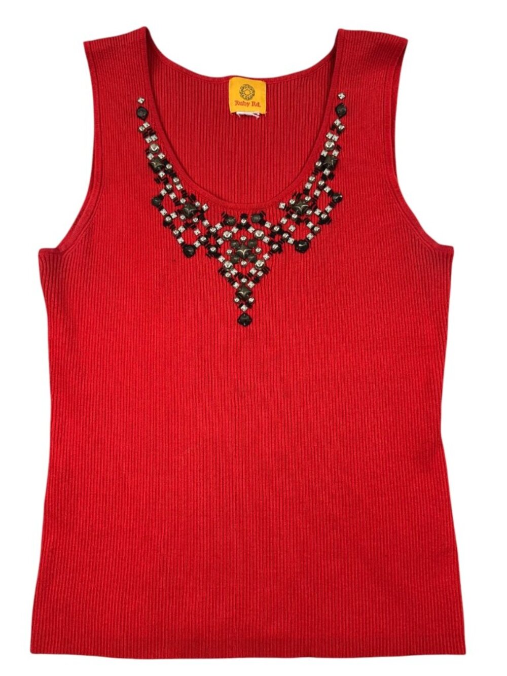 Y2K Ruby Rd. Red Ribbed Tank Top